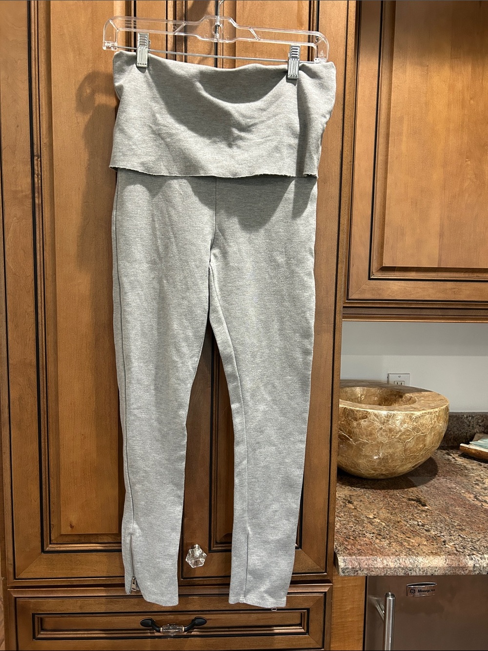 All Saints Light Grey Fold-Over Waist Leggings